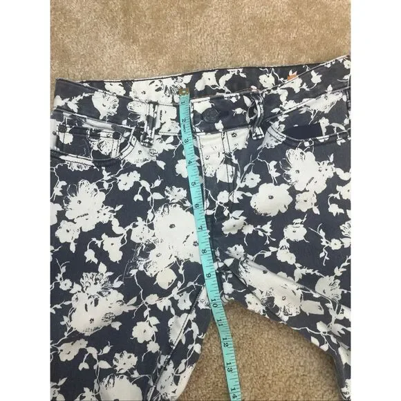 Tory Burch Floral Print Skinny Jeans Women’s Size 26 Blue White Cotton - Picture 7 of 9